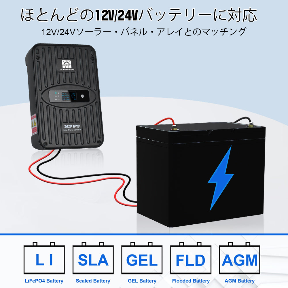 40A MPPT OLED ディスプレイ ソーラー充電コントローラ レギュレータ 12V/24V オートスイッチ_3