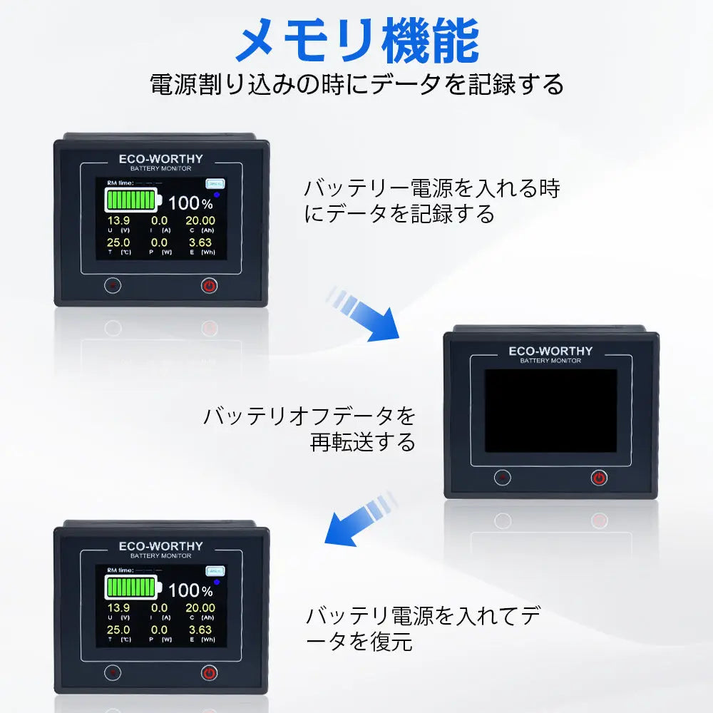 AGM およびリチウム (LiFePO4) バッテリー用のホールセンサーを備えたアップグレードされた 200A 3.5 インチタッチ式ディスプレイバッテリーモニター_5