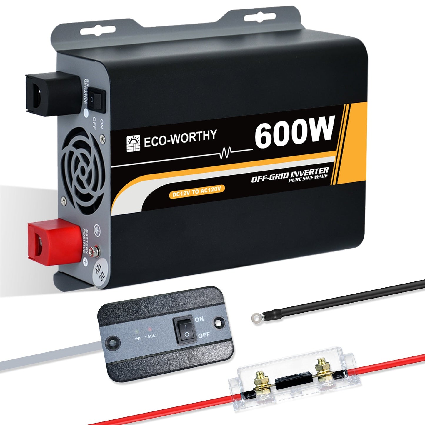 600W オフグリッド純正正弦波インバーター 12V ~ 110V