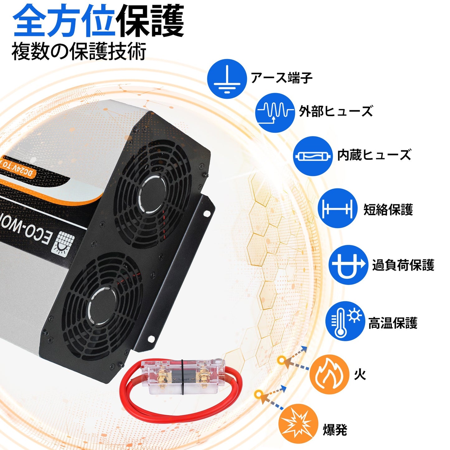 3000W オフグリッド純正正弦波インバーター 24V ~ 110V