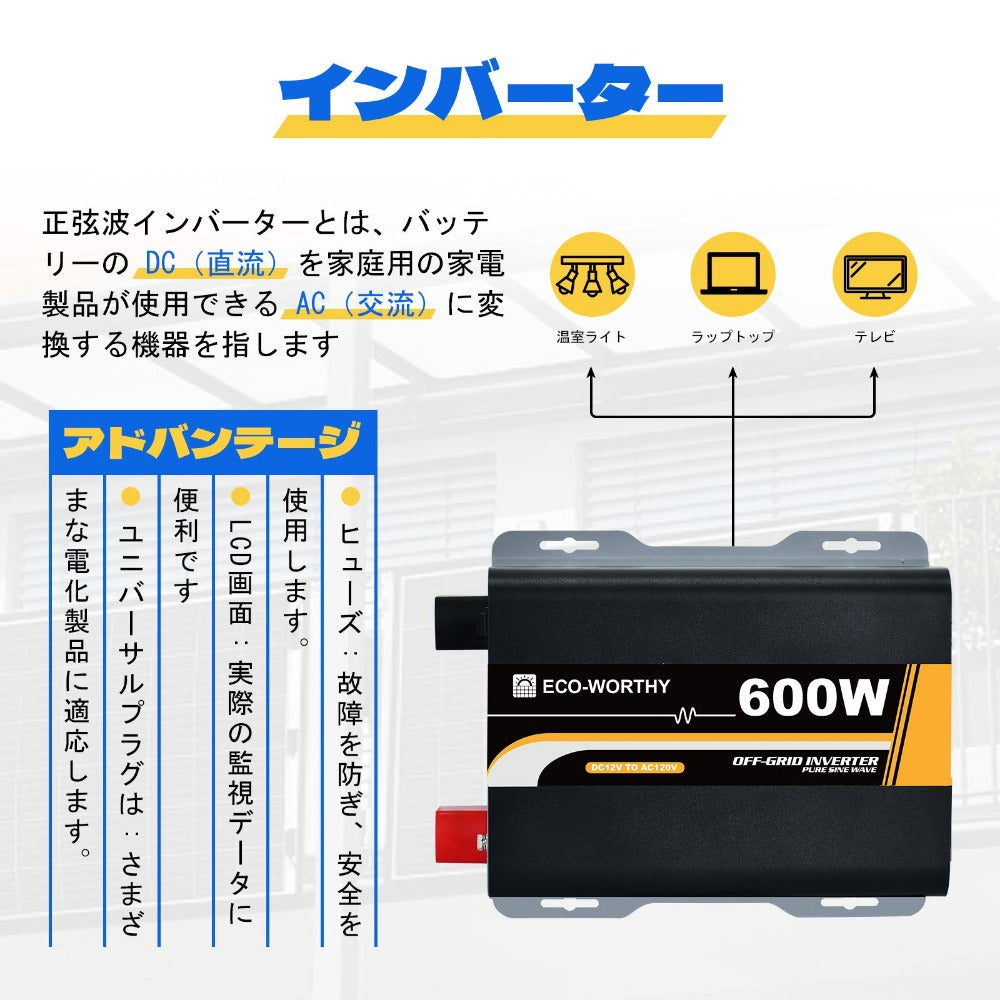 100W 200W 12V (1/2/x100W) 完全なオフグリッドソーラーキット_8