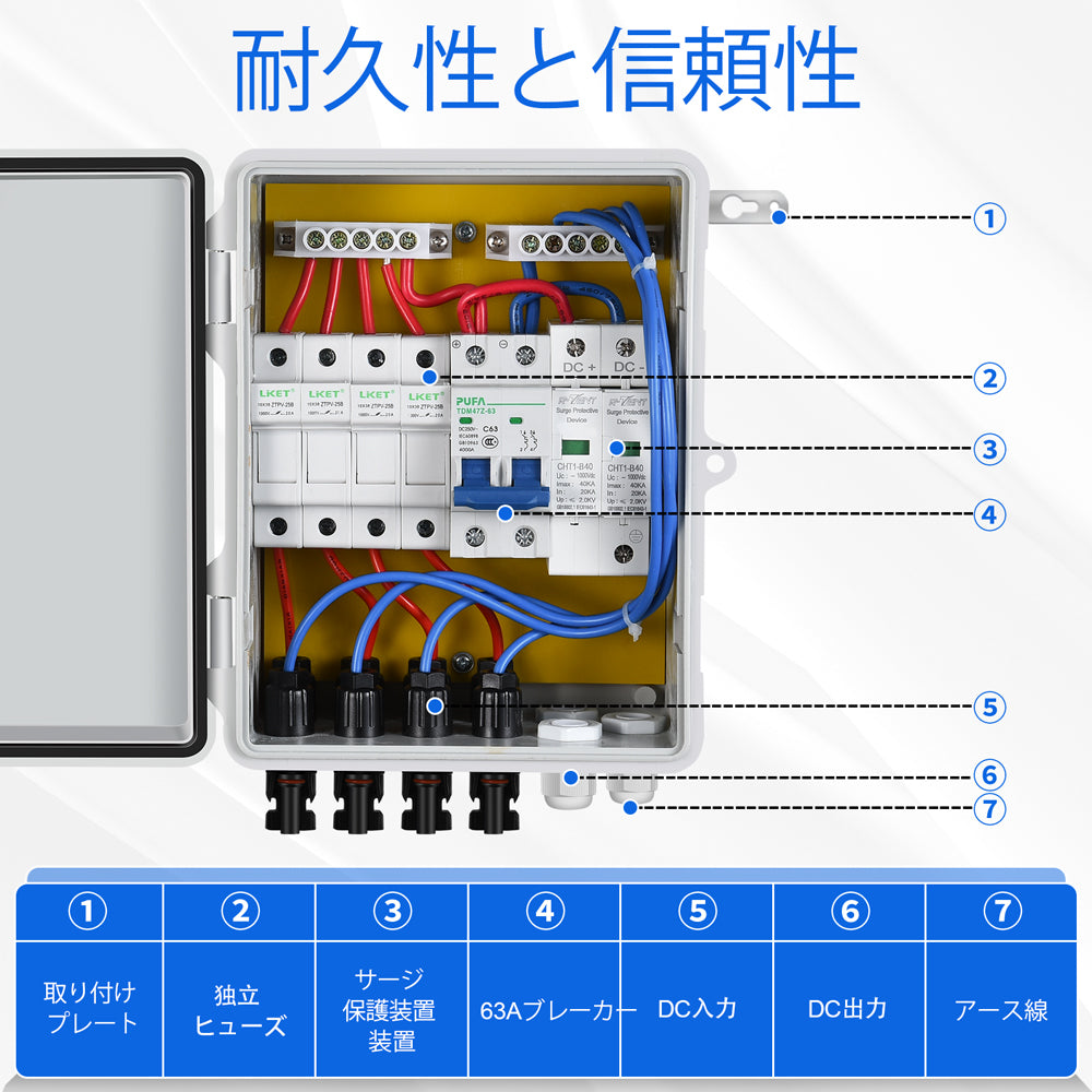 ソーラーパネルシステム用の4*10Aサーキットブレーカーを備えた4ストリングPVコンバイナボックス_6