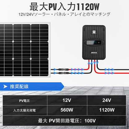 40A MPPT OLED ディスプレイ ソーラー充電コントローラ レギュレータ 12V/24V オートスイッチ_2